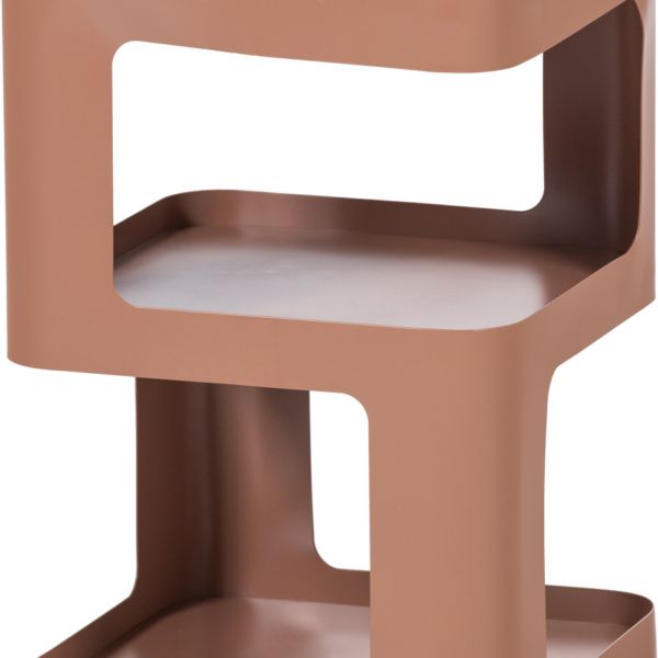 Natbord/sengebord WOOOD Collection, lyserød mat pulverlakeret metal, kompakt H54ÃB35ÃD35 cm